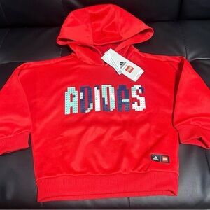 Adidas Bright Red Hoodie with Block Logo